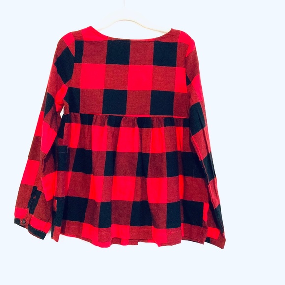 NWOT CARTERS Black & Red Long Sleeve Checkered Top Sz 5 - Picture 2 of 2